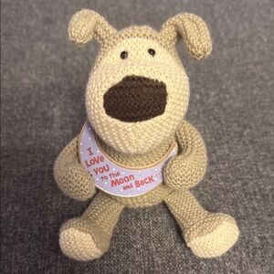Boofle Soft Knitted Dog - Cream and Brown - Collector item